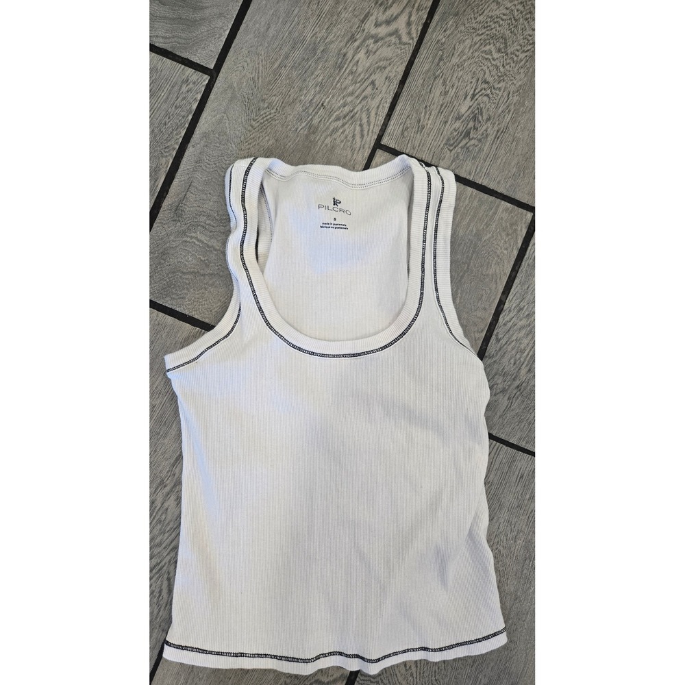Pilcro White Tank Top with Contrast Stitching
